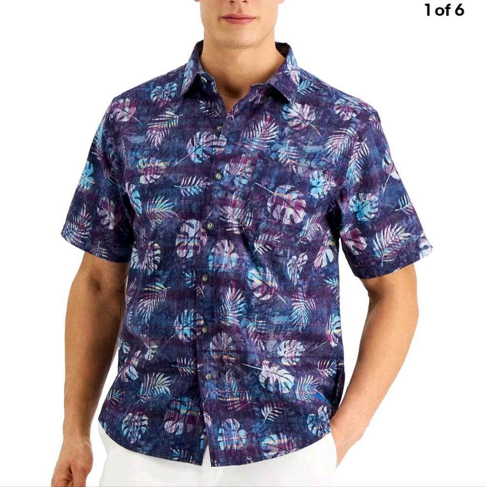 Tommy Bahama Button Up‎ Short Sleeve Mens Size Large Vacation Tropical Cruise
